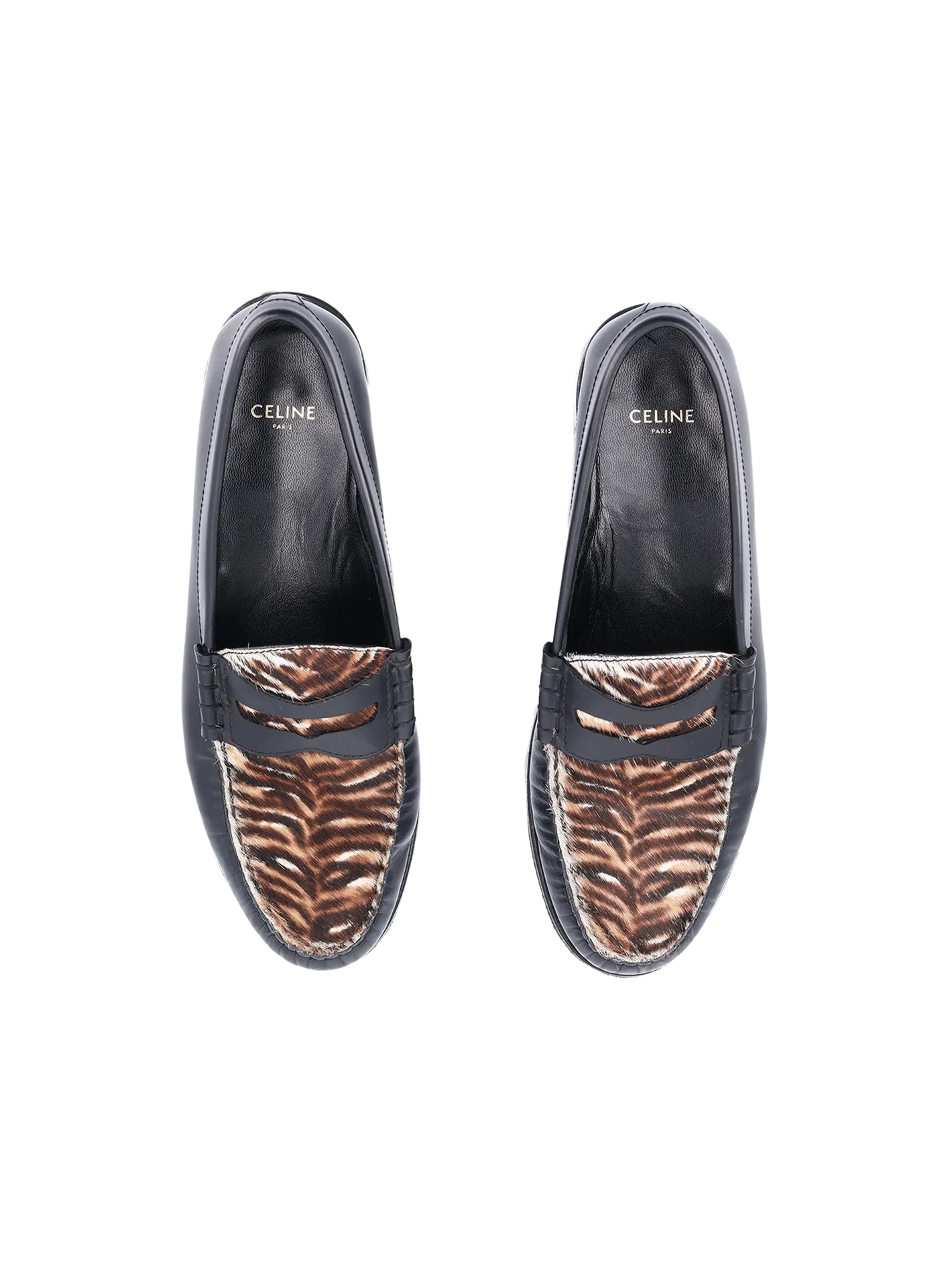 animal print leather penny loafers