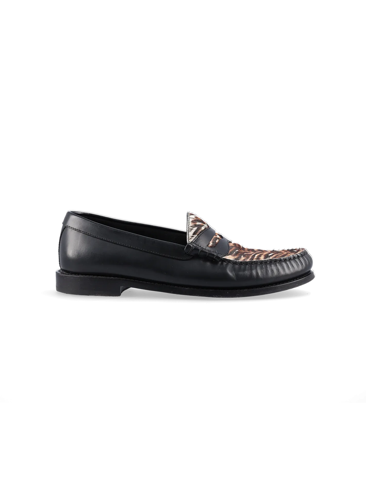 animal print leather penny loafers