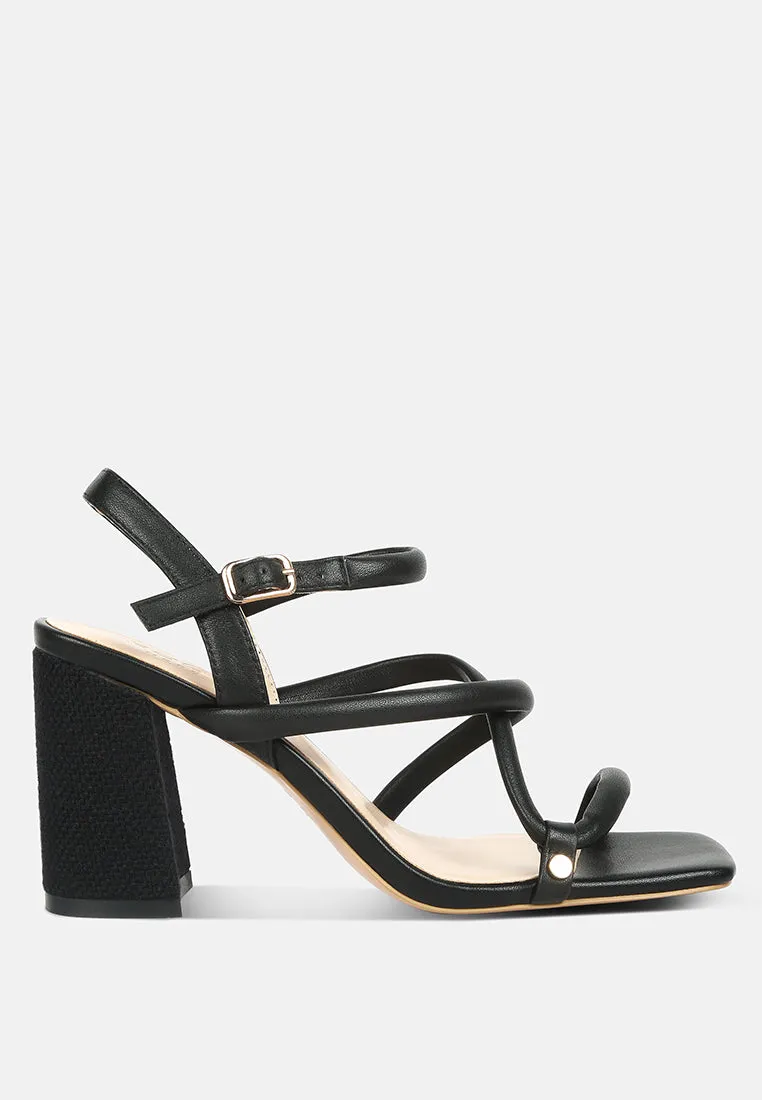 ARTHA open square toe block heel sandals in Black