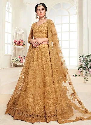 Attractive Mustard A Line Trendy Wedding Lehenga Choli