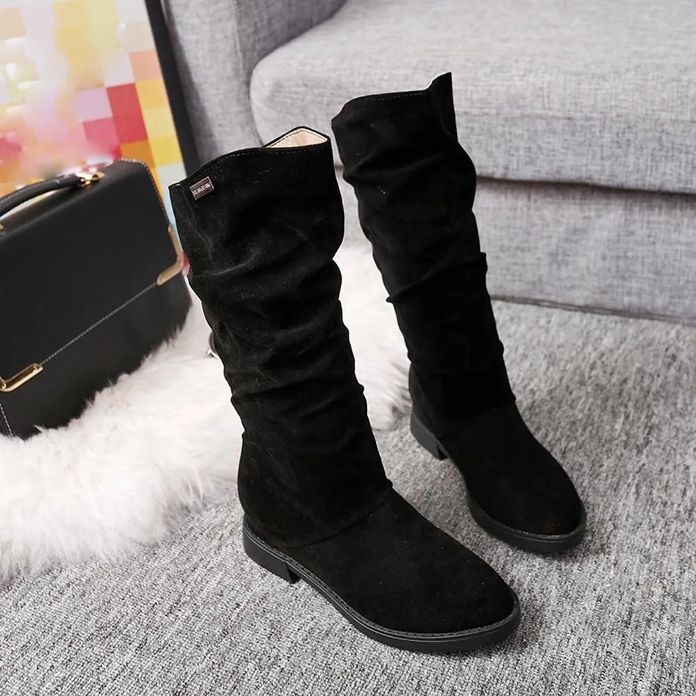 Autumn Winter Boots Women Sweet Boot Stylish Flat Flock Shoes Snow Boots