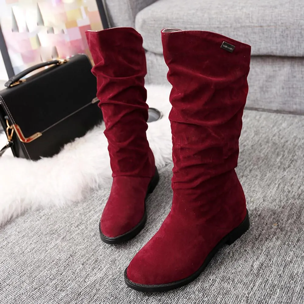 Autumn Winter Boots Women Sweet Boot Stylish Flat Flock Shoes Snow Boots