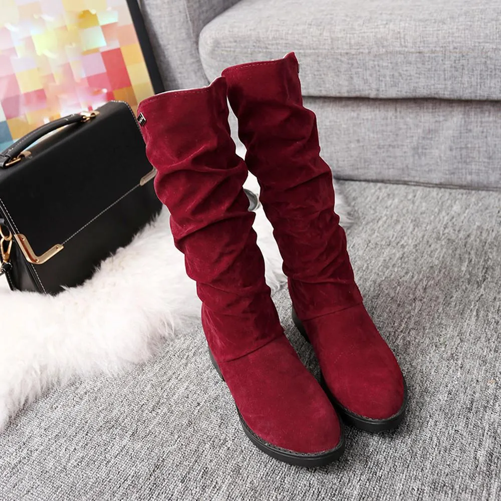 Autumn Winter Boots Women Sweet Boot Stylish Flat Flock Shoes Snow Boots