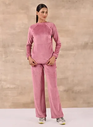 Baby Pink Round Neck Track Suit