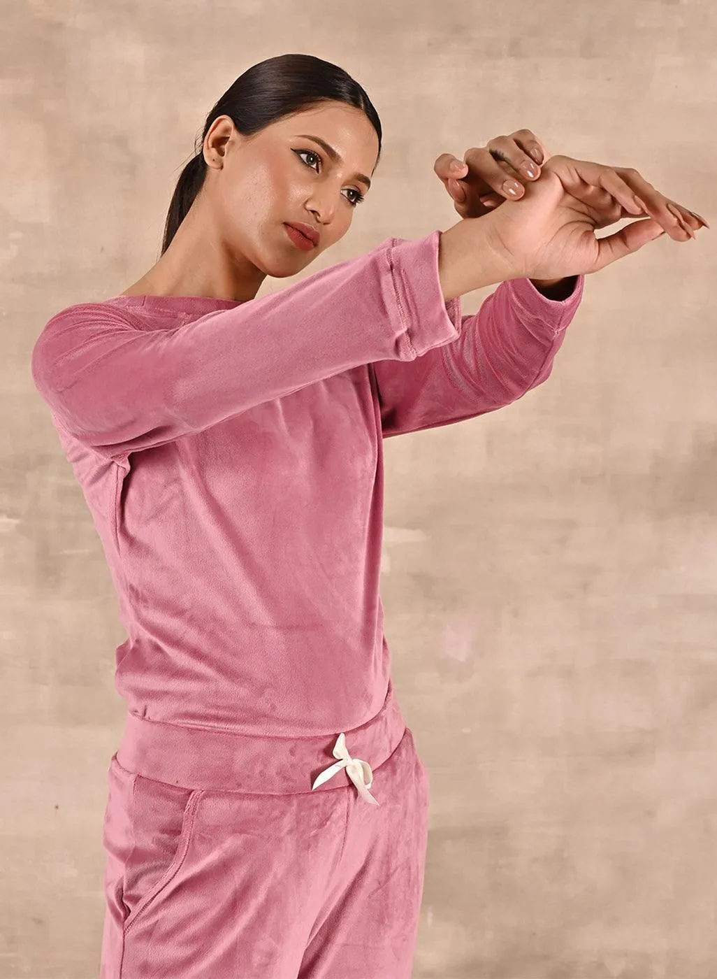 Baby Pink Round Neck Track Suit