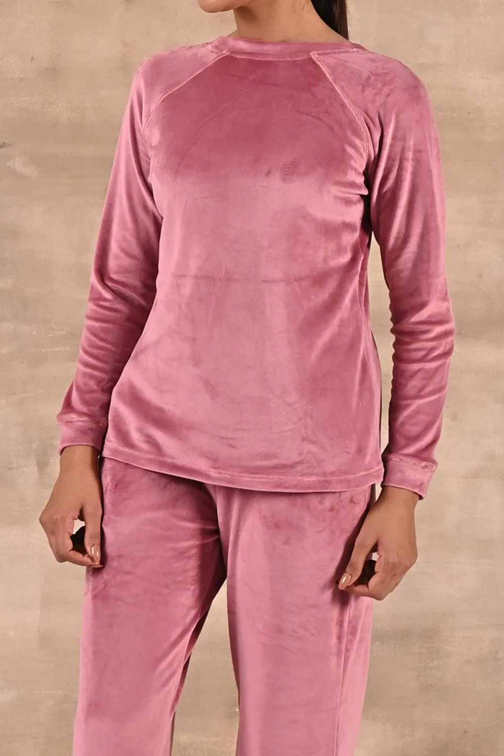 Baby Pink Round Neck Track Suit