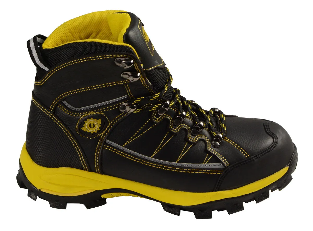 Bazalt MBM9123ST Men's Black with Yellow Water and Frost Proof Leather Boots with Composite-Toe