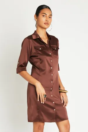   Beryll Yves Silk Dress | Chocolate