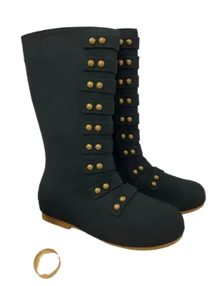 Black Military Style Studded Boots By Liv And Mia