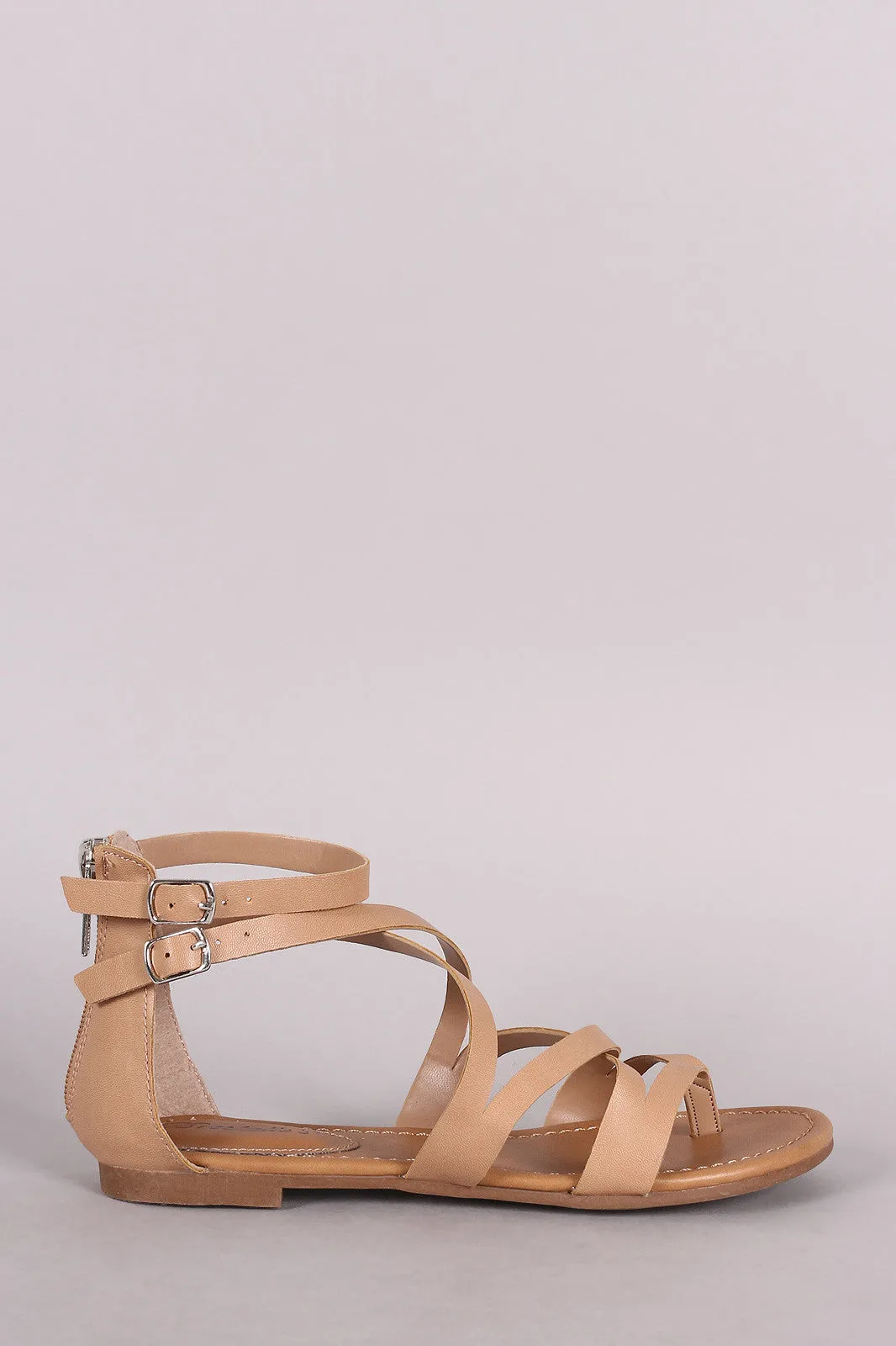 Breckelle Strappy Buckled Thong Flat Sandal