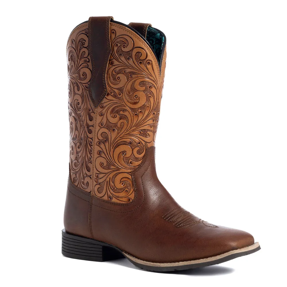 Camilita Hand-tooled Boots in Brown