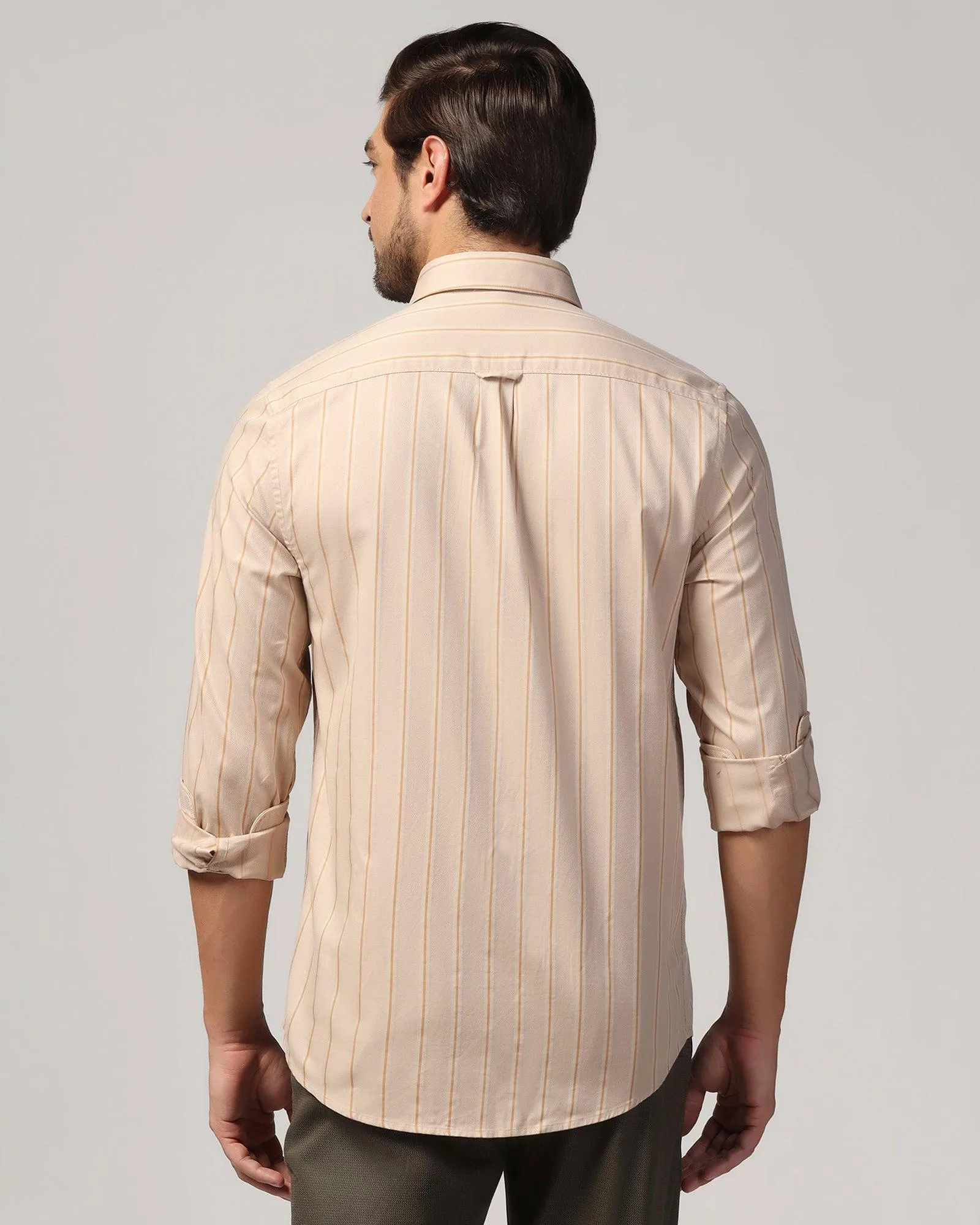 Casual Beige Stripe Shirt - Mateo