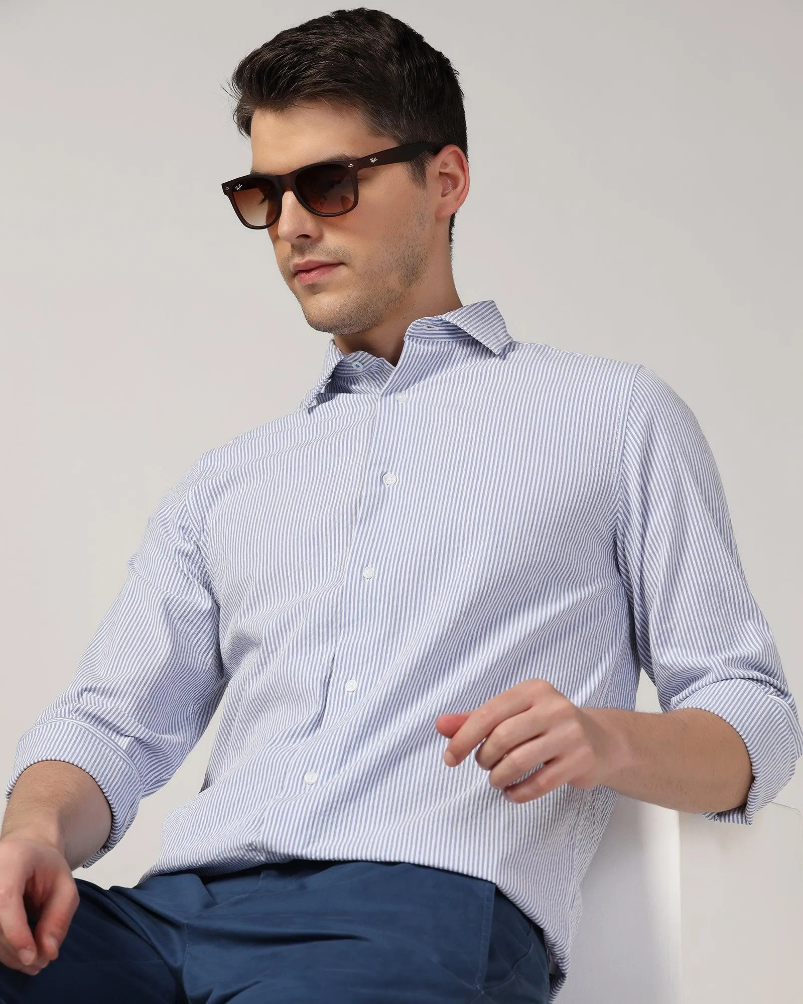 Casual Blue Stripe Shirt - Taffy