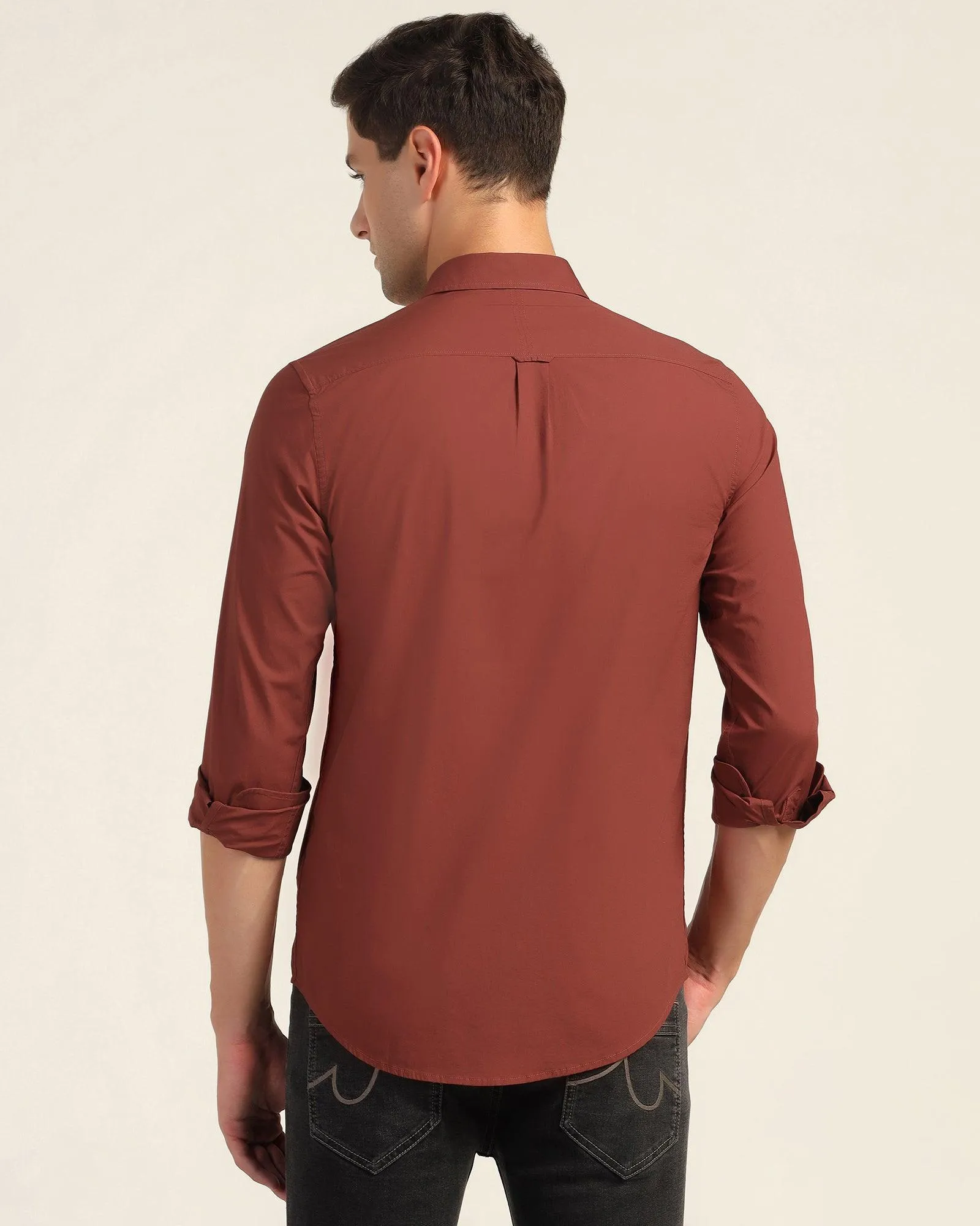 Casual Rust Solid Shirt - Lujo