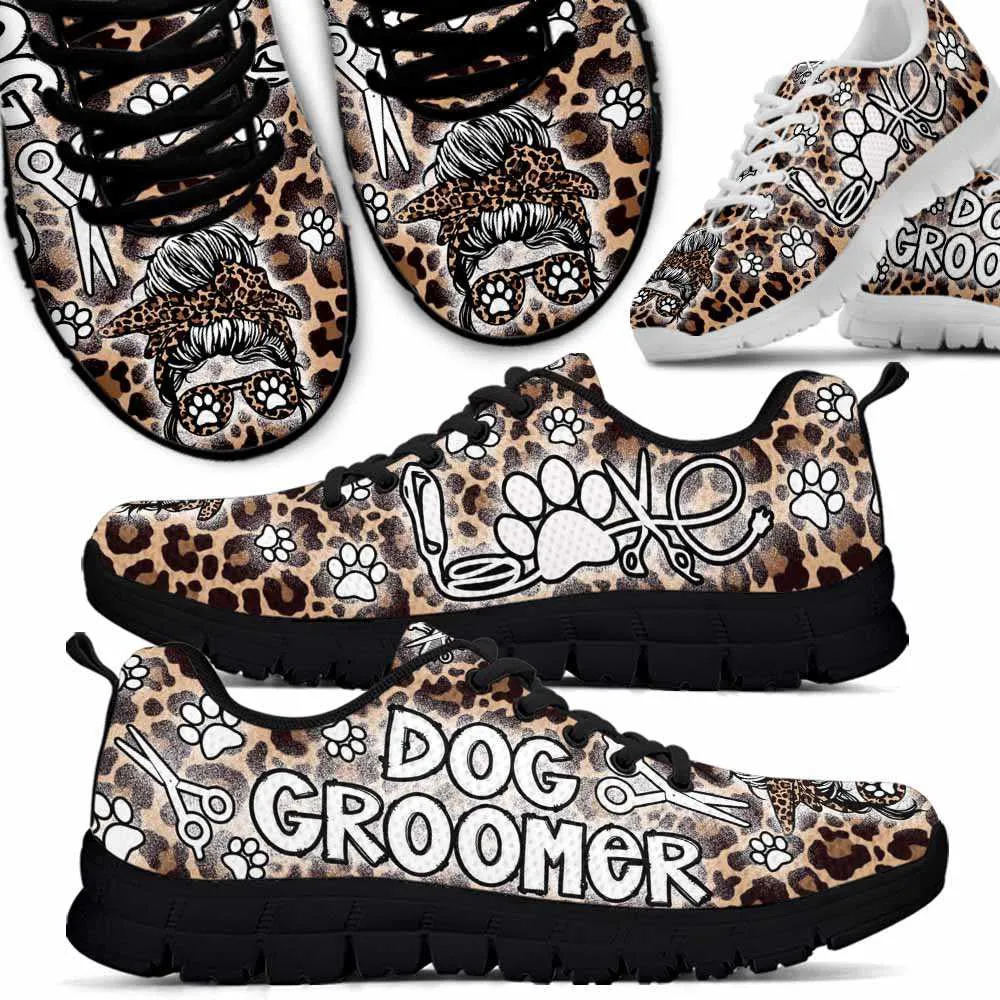 Dog Groomer Sneaker, Dog Groomer Leopard Sneakers Shoes, Best Running Shoes, Unique Gifts For Dog Lovers