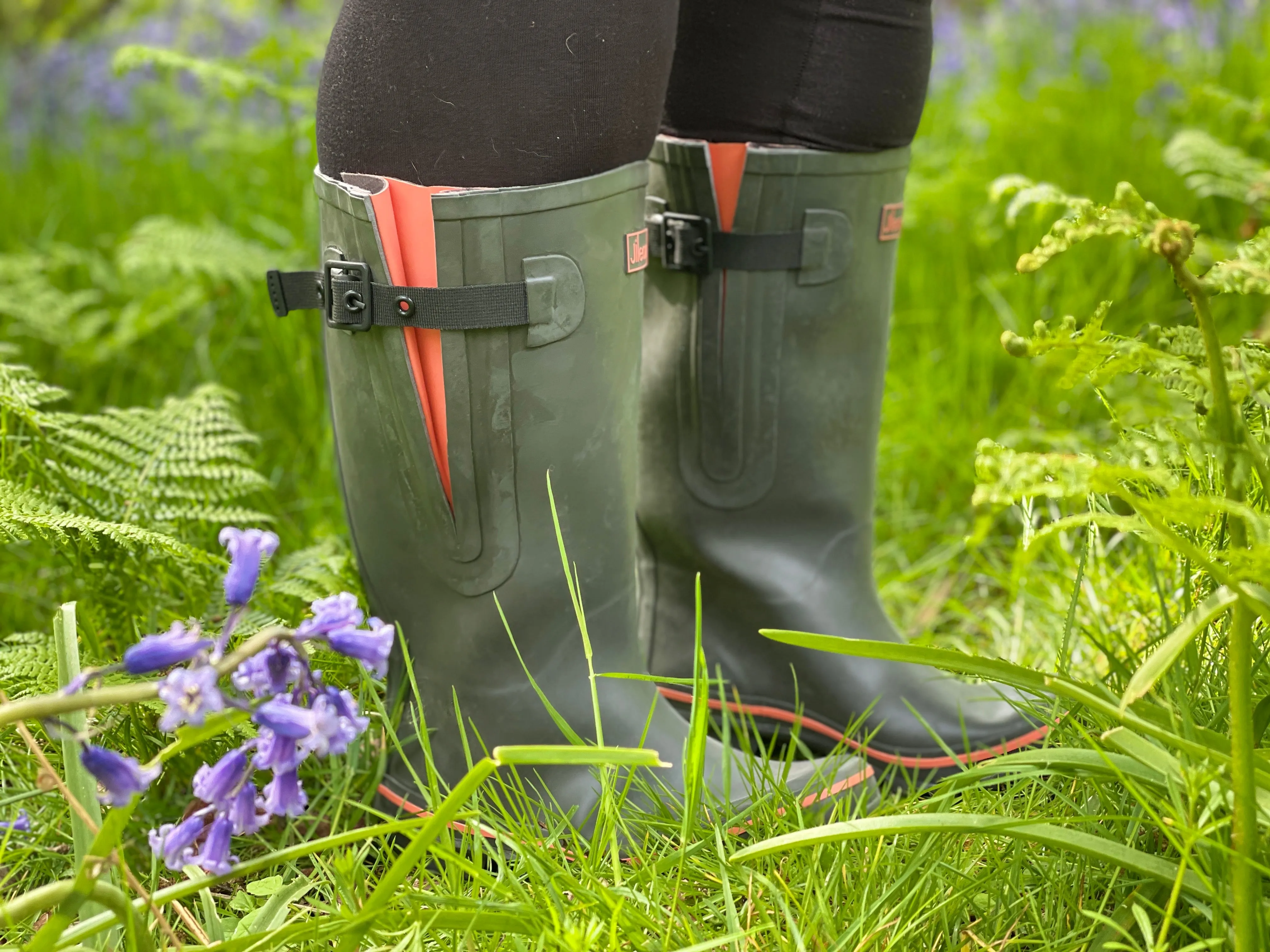 Extra Wide Calf Women's Rain Boots - Grey with Coral Trim - Fit 16-23 inch Calf - Wide in Foot and Ankle