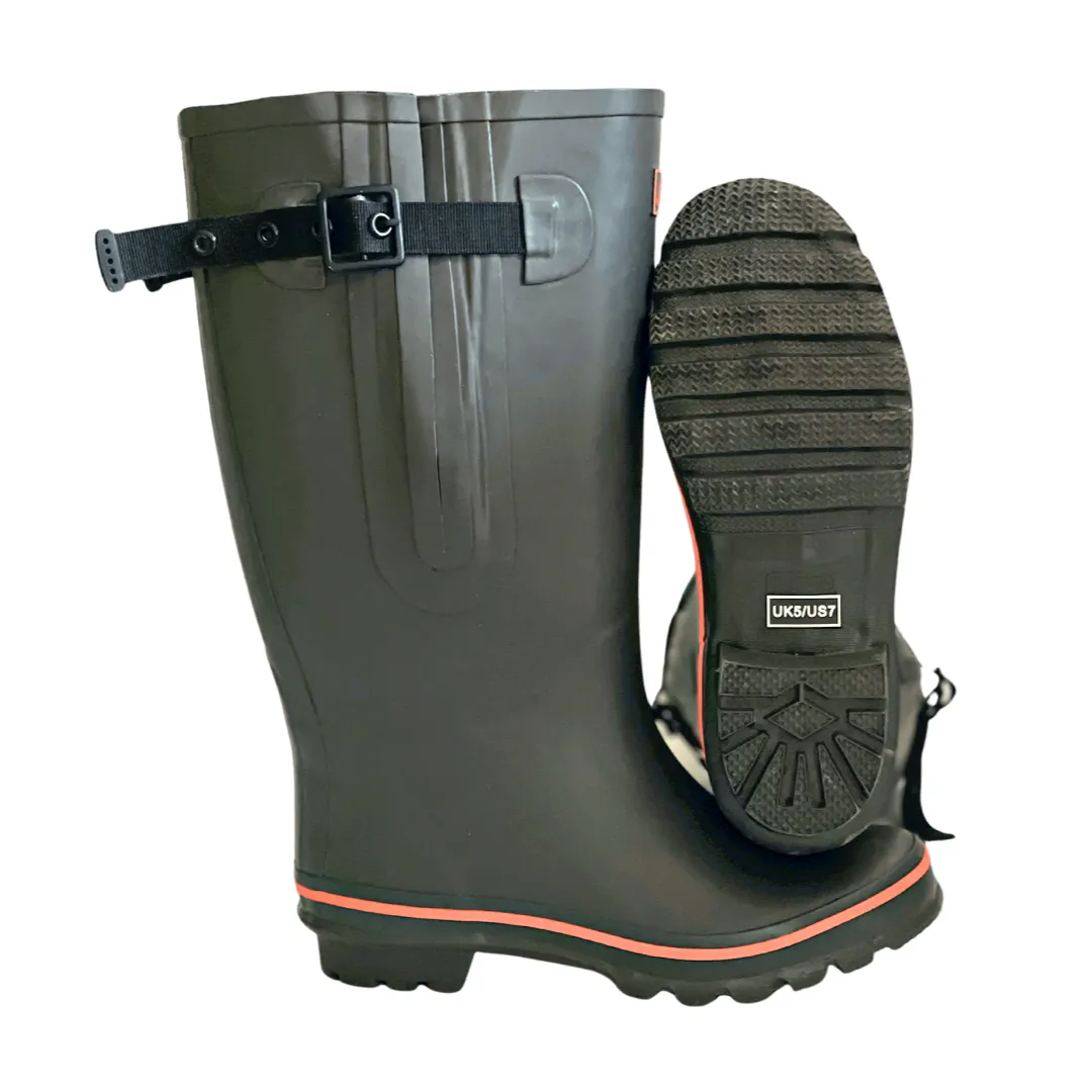 Extra Wide Calf Women's Rain Boots - Grey with Coral Trim - Fit 16-23 inch Calf - Wide in Foot and Ankle