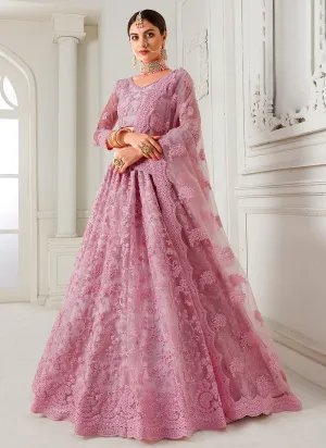 Flawless Pink A Line Trendy Wedding Lehenga Choli