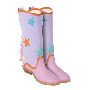 Girls Purple Star Fringe Boots