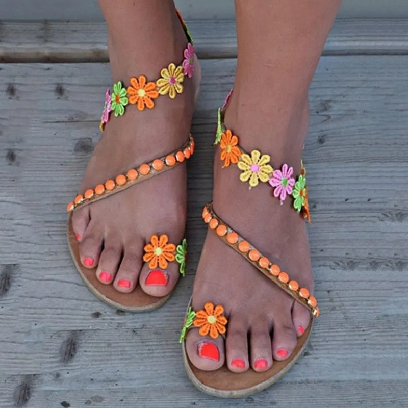 Gladiator Flowers Design Summer Sandals