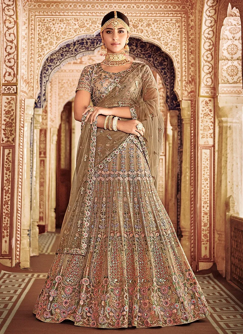 Golden Gleam Embroidered Kaliyaari Lehenga Choli Set