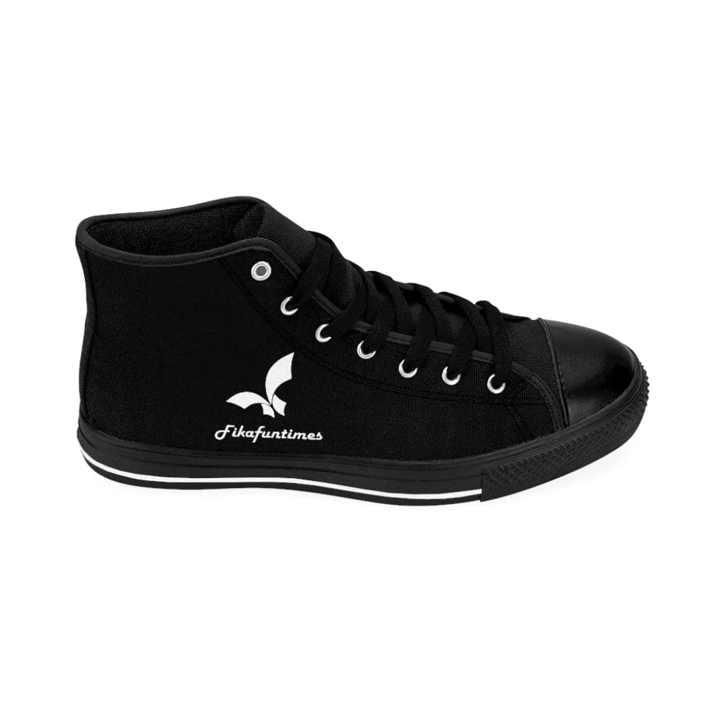 High Top Breathable Canvas Lace-Up Fikafuntimes Logo Print Sneakers