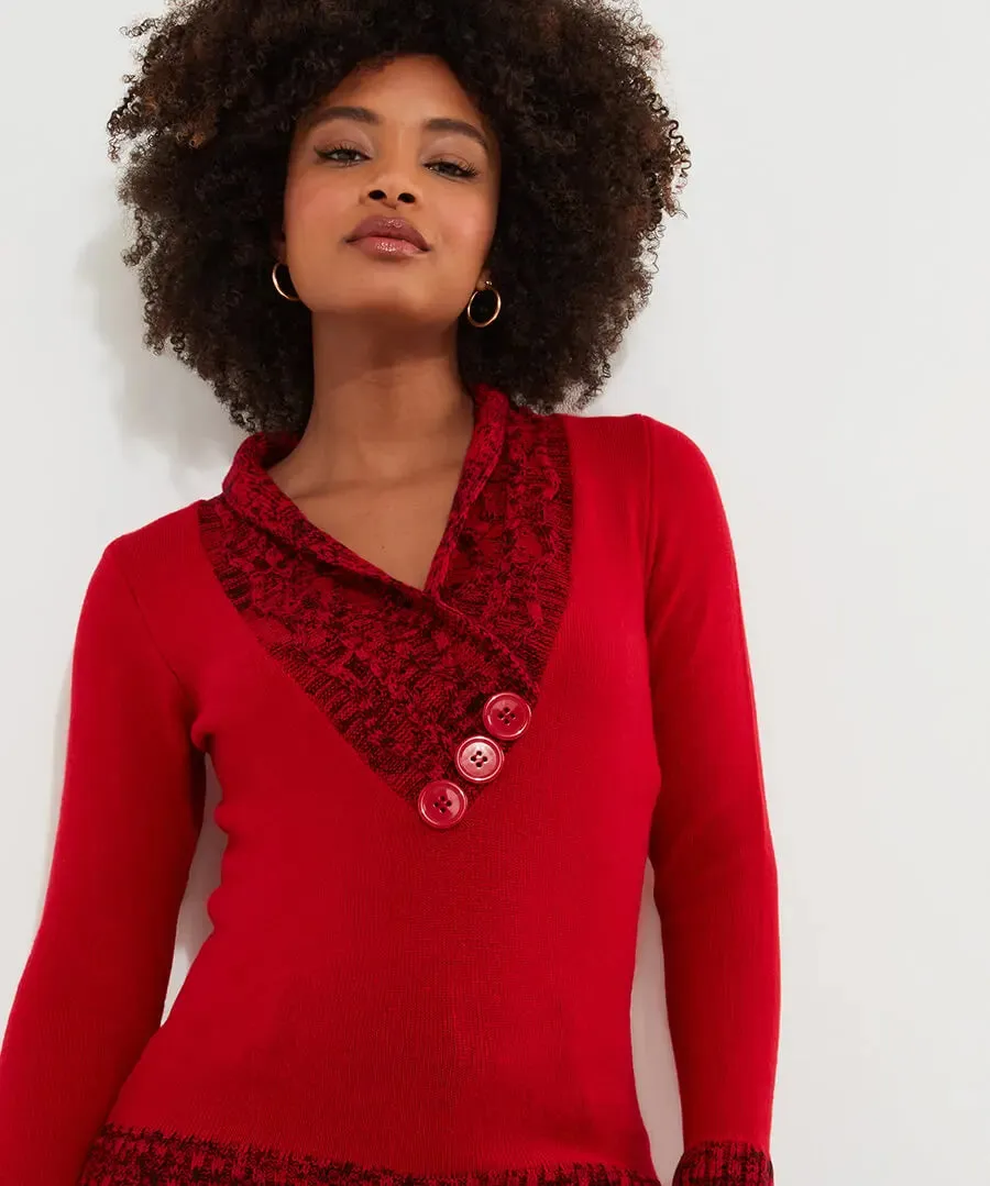 Joe Browns 10 Red Curiously Cosy Knit Jumper