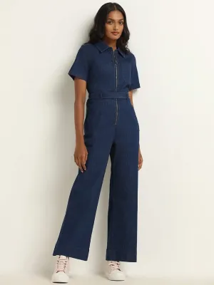 LOV Blue Denim Jumpsuit with Belt