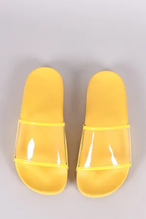 Lucite Band Open Toe Slide Sandal