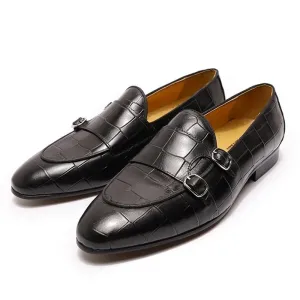 LuxeLeather Monk Strap Slip On Loafers