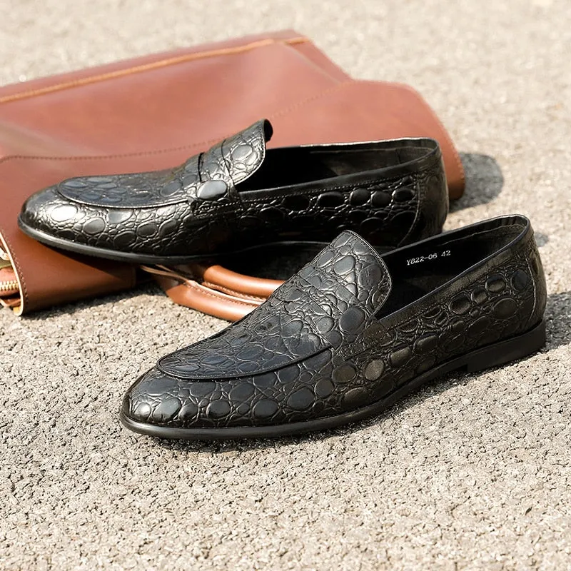 Luxury CrocTex Summer Slip-On Loafers