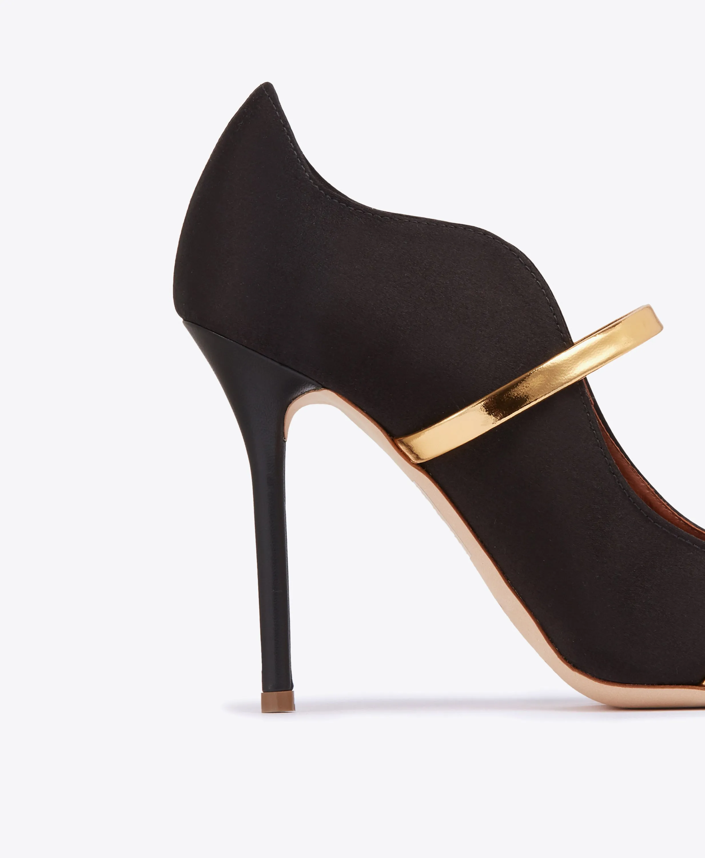 Maureen 100 Black & Gold Satin Pumps