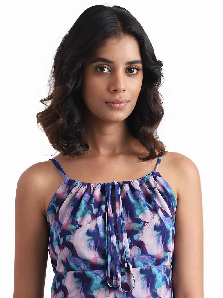 Nuon Purple Abstract Printed Dress