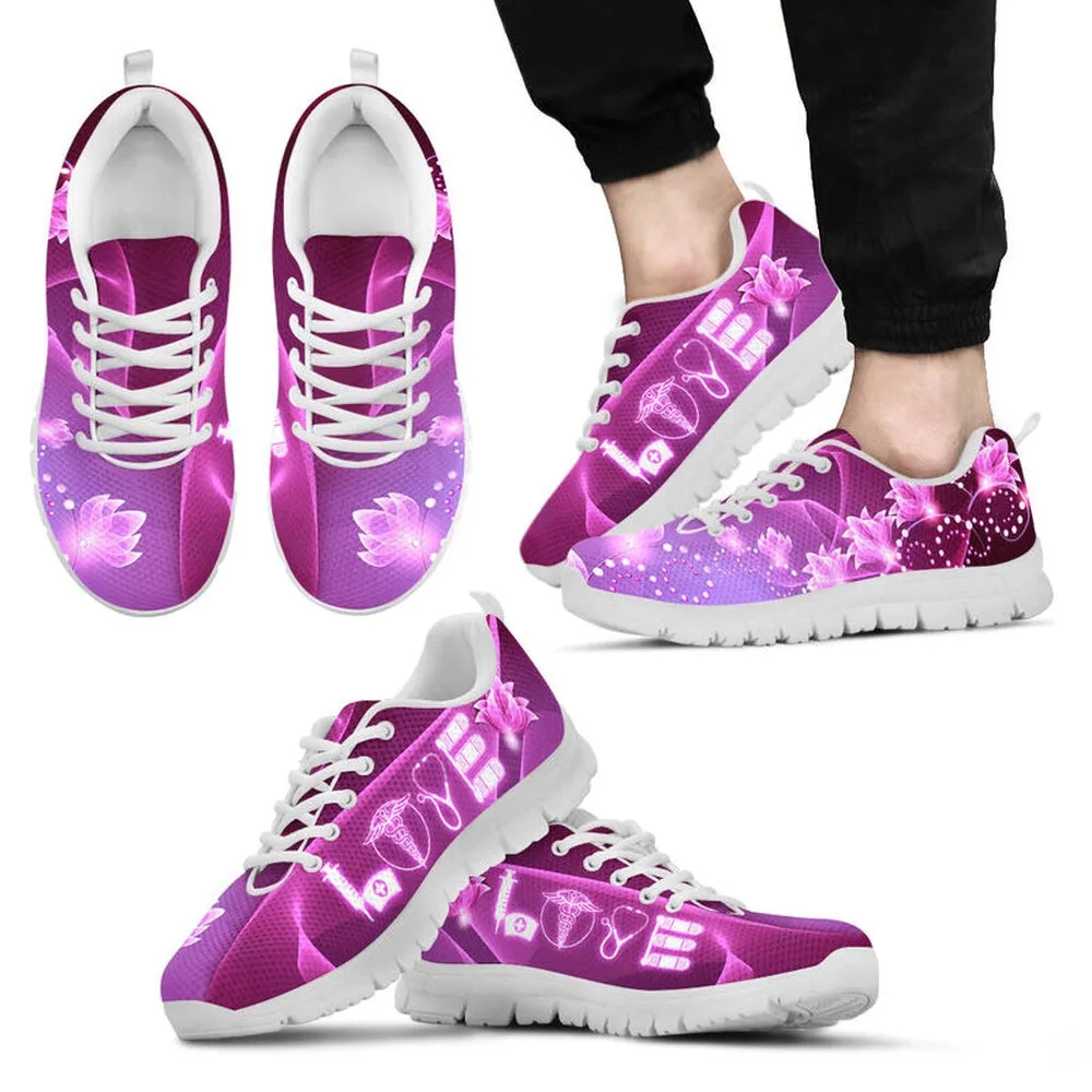 Nurse Sneaker, Nurse Love Flower Sneakers Shoes, Best Shoes For Nurses