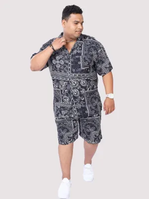 Plus Size Men Ethnic Bandheni Art Printed Half Sleeve Co-Ords