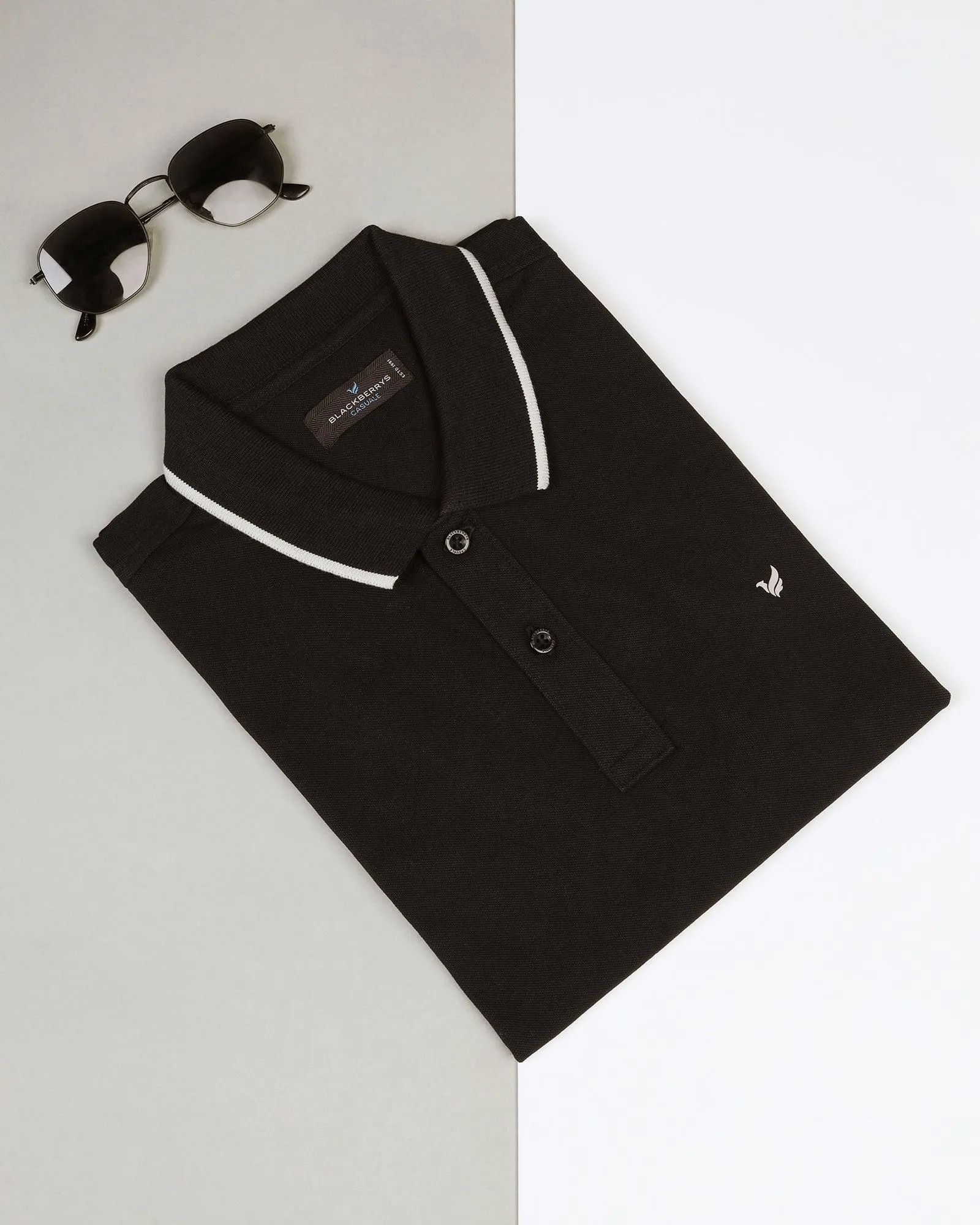 Polo Black Solid T-Shirt - Posh