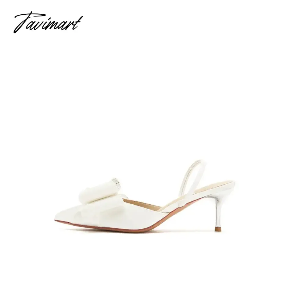 Tavimart High Heels, Feminine Style, Fashion, Large Size, Banquet, Thin Heels, Sexy Black Baotou, Pointed Toe, Non tiring Single Shoes