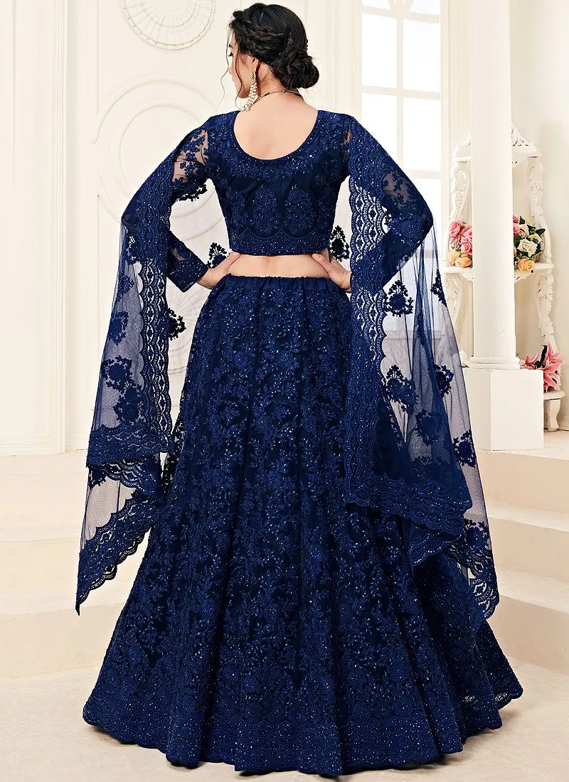 Voguish Blue A Line Trendy Wedding Lehenga Choli