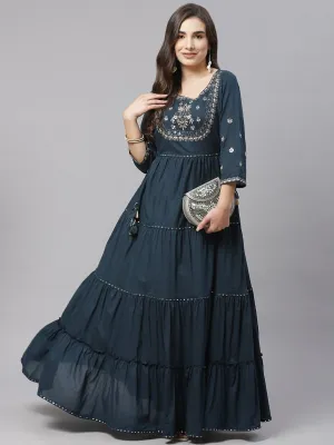 Women'S Teal Green Anarkali Kurta