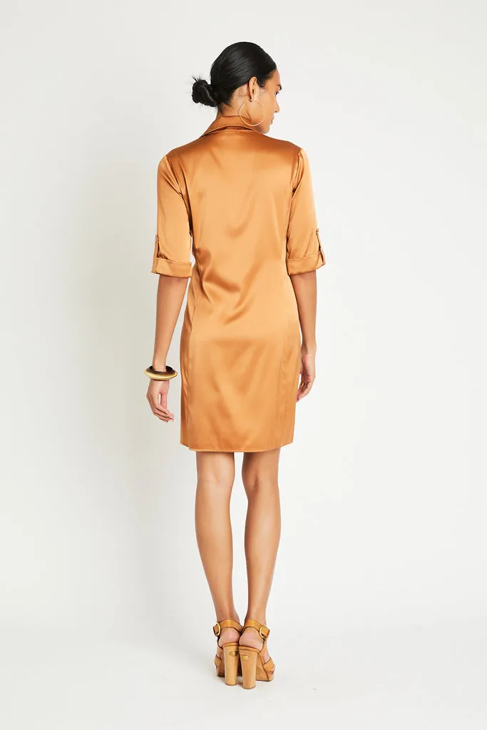 YVES SILK DRESS - COPPER